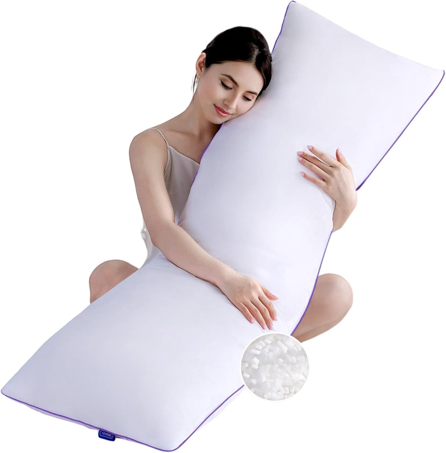 YZ HOME Long Body Pillow for Adults - Firm Body Pillow Insert with Shredded Blue Memory Foam, Adjustable Height, Soft Support for Side Sleeping, Pregnant Women, Washable (20x54 Inch, Grey)