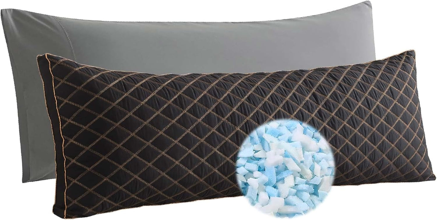 WhatsBedding Memory Foam Body Pillow with Removable Pillowcase-Fluffy Body Pillows for Adults -Large Long Bed Pillows for Sleeping - 20x54 inch, White