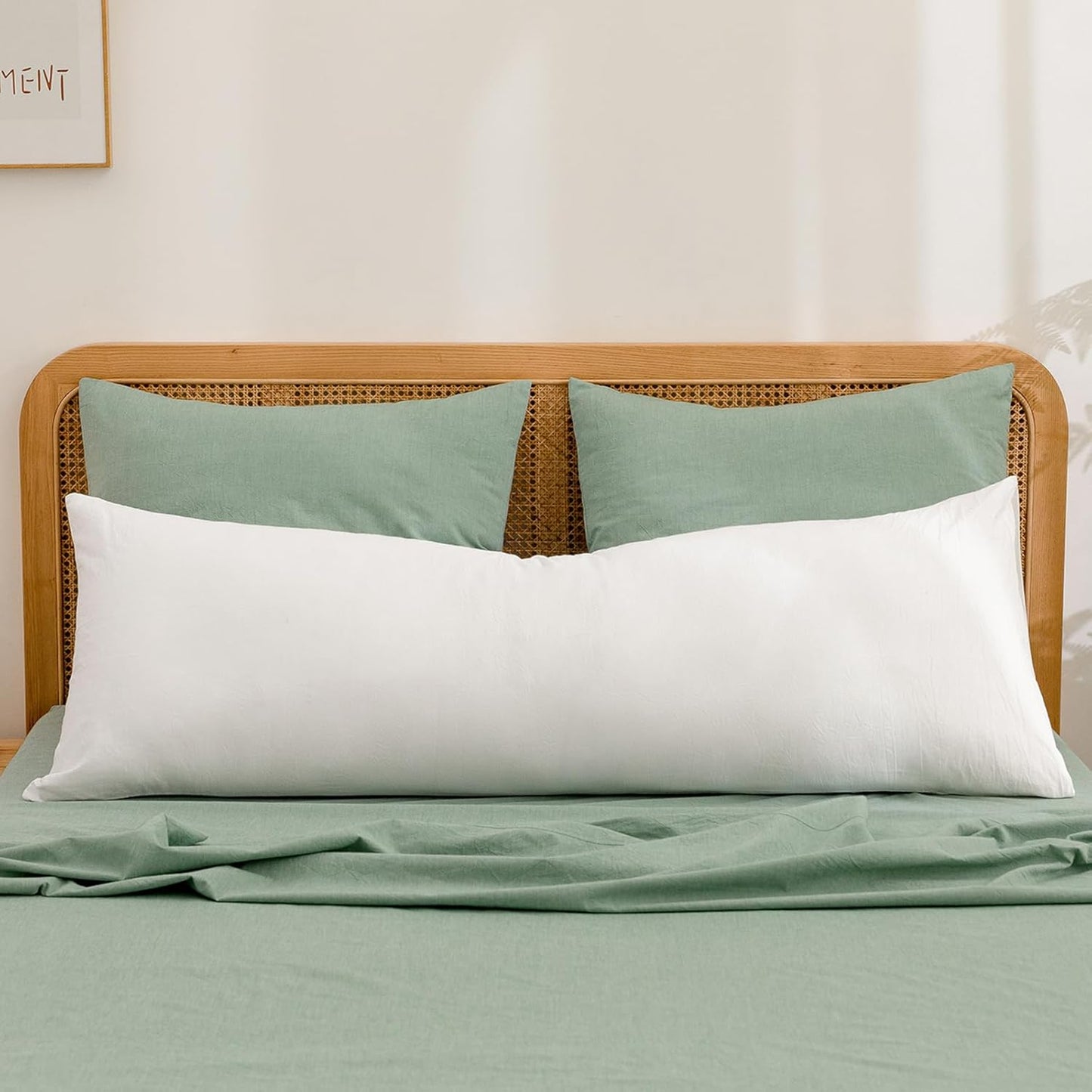 BESTOUCH 100% Washed Cotton Pillowcase for Hair and Skin Linen Feel Soft Comfortable Breathable 1 Pcs Pillow Case with Envelope Closure Solid Linen Grey Body 20x54 Inches