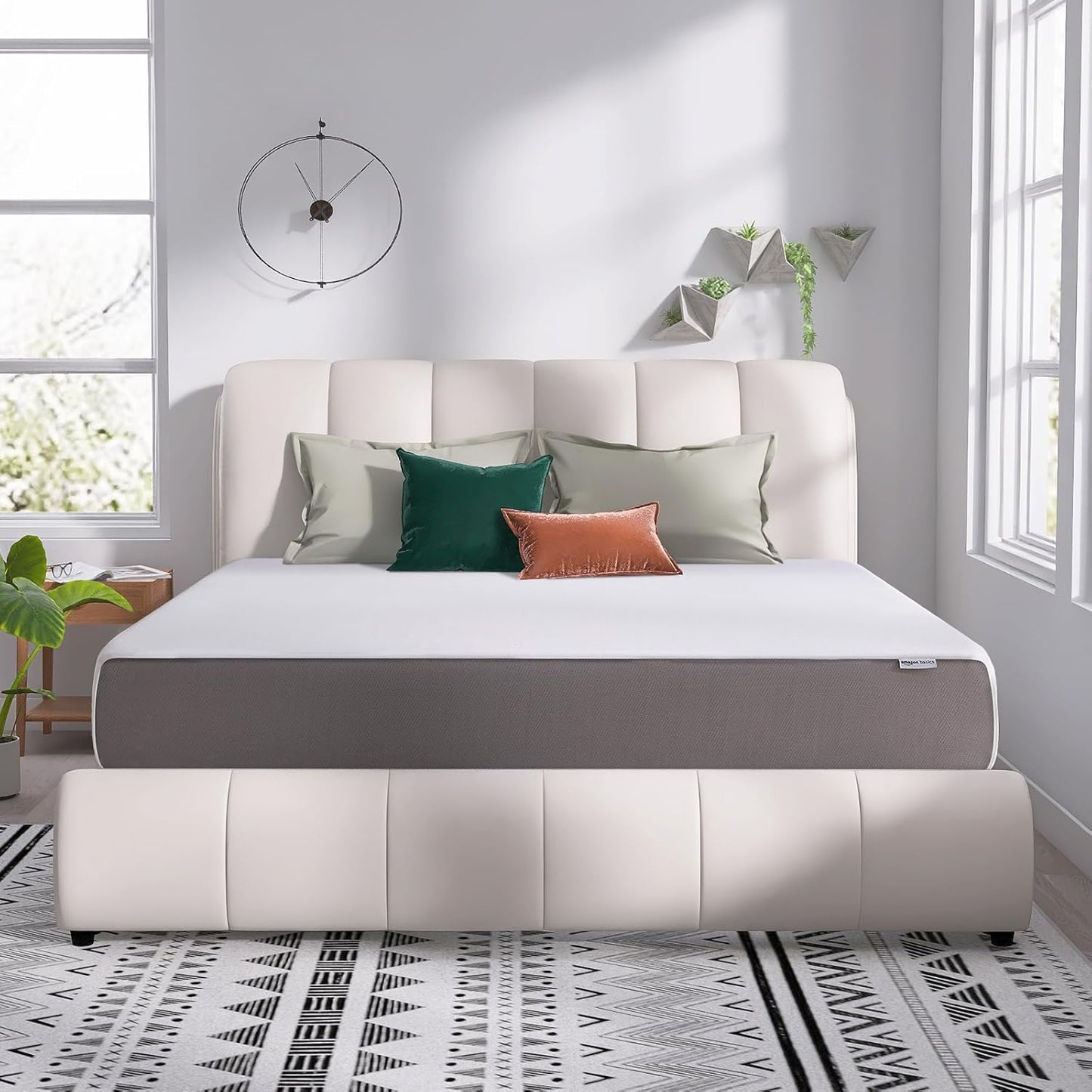 Amazon Basics Memory Foam Mattress, Soft Plush Feel, 12 Inch, Queen, White/Grey