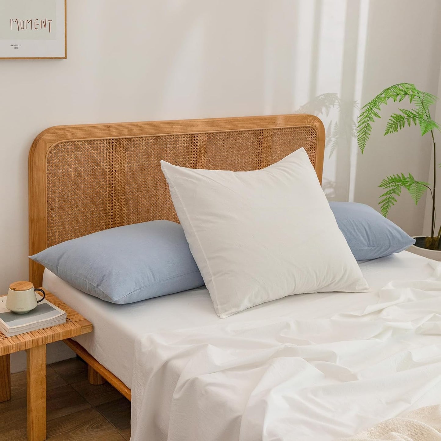 BESTOUCH 100% Washed Cotton Pillowcase for Hair and Skin Linen Feel Soft Comfortable Breathable 1 Pcs Pillow Case with Envelope Closure Solid Linen Grey Body 20x54 Inches