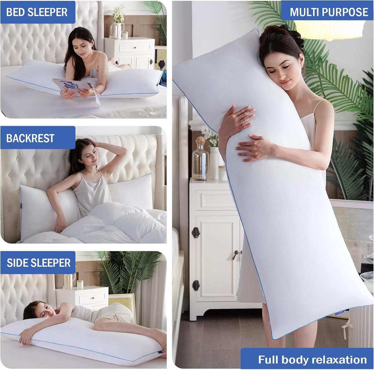 YZ HOME Memory Foam Body Pillow Insert - Full Body Pillow for Adults - Soft Large Long Bed Pillow for Side Sleeper (White, 20 Inchx54 Inch)