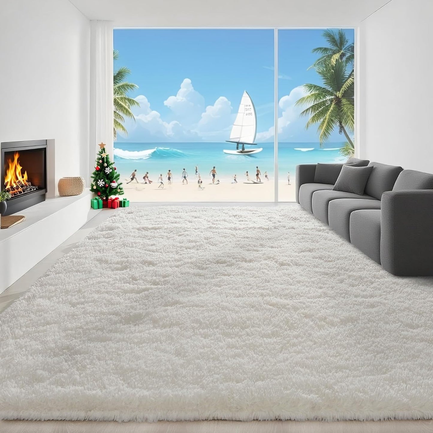 6x9 Feet Machine Washable Area Rugs for Bedroom Living Room, Black Soft Plush Fluffy Fuzzy Shag Shaggy Carpet, Indoor Floor Rugs for Kids, Nursery, Home Decor Aesthetic