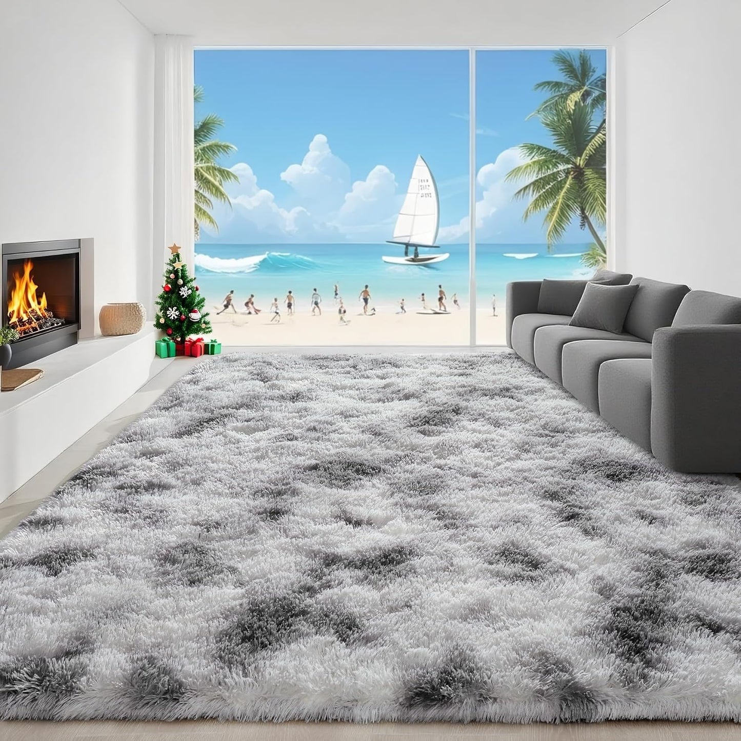 6x9 Feet Machine Washable Area Rugs for Bedroom Living Room, Black Soft Plush Fluffy Fuzzy Shag Shaggy Carpet, Indoor Floor Rugs for Kids, Nursery, Home Decor Aesthetic