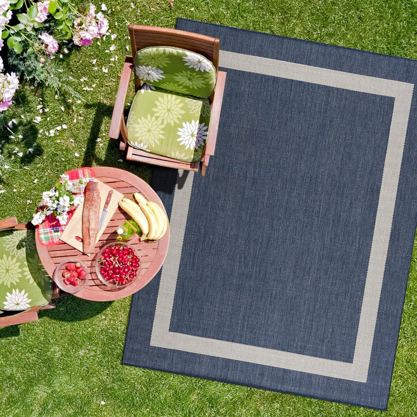 CAMILSON Outdoor Rug 8x10, Modern Outside Rugs for Patios Porches Waterproof Durable Washable Non-Shedding, Easy-to-Clean Indoor Outdoor Area Carpet (8 x 10, Bordered - Beige/White)