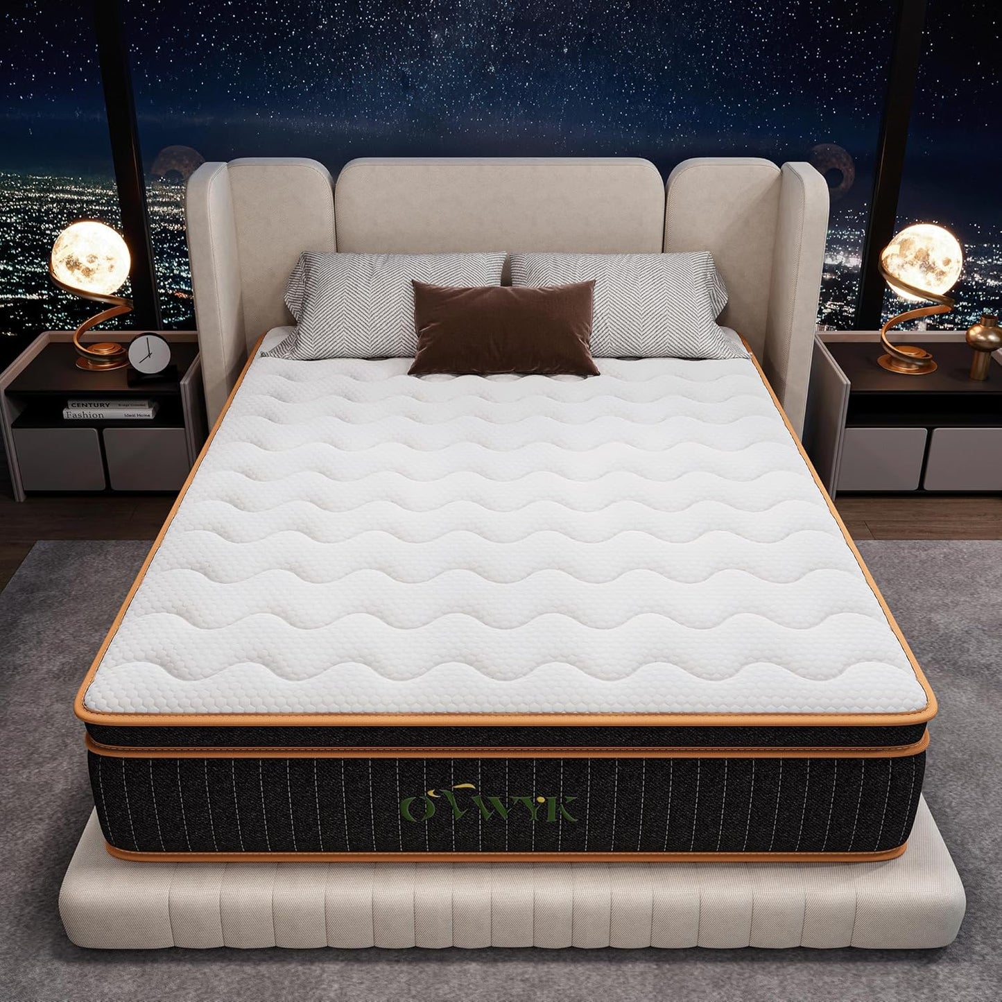 Queen Mattress 12 Inch, Hybrid Mattress Queen Size Bed in a Box, Memory Foam and Individual Pocket Springs, Edge Support, Motion Isolation & Pressure Relief, Medium Firm, 365-Night Trial