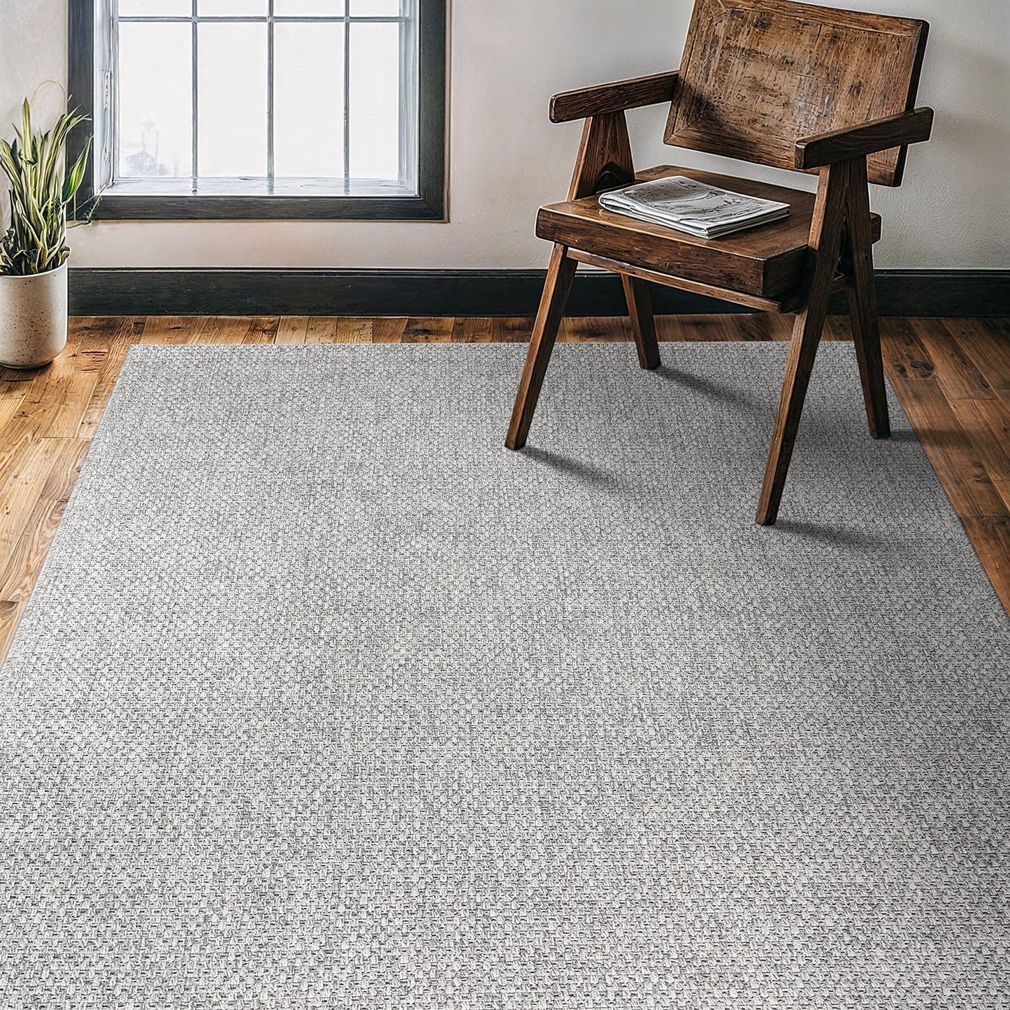 CAMILSON Easy Jute Rug 9x12, Indoor Outdoor Natural Color Fiber Area Rugs for Living Room and Patio Rug Herringbone Seagrass Boho Woven Design Easy-Cleaning Washable Outside Carpet Alfombras 9 x 12