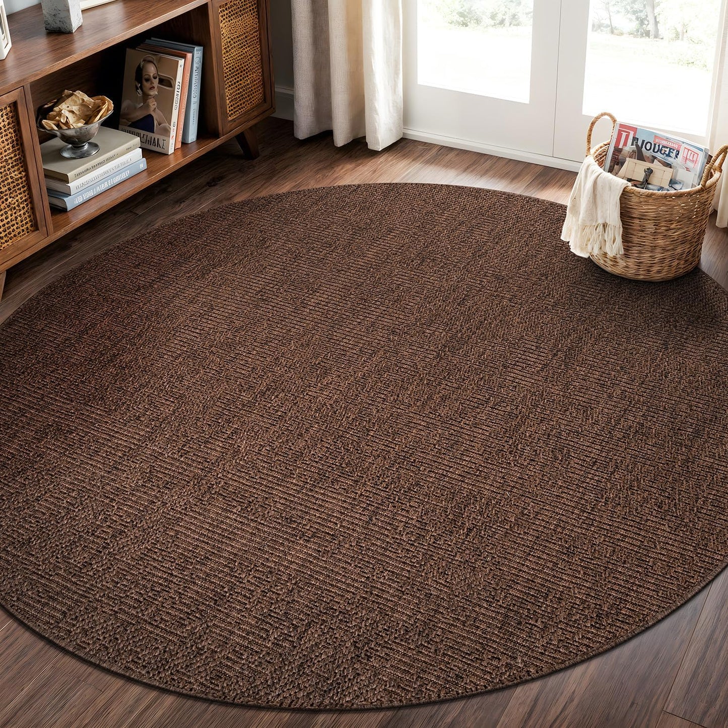 CAMILSON Easy Jute Rug 9x12, Indoor Outdoor Natural Color Fiber Area Rugs for Living Room and Patio Rug Herringbone Seagrass Boho Woven Design Easy-Cleaning Washable Outside Carpet Alfombras 9 x 12
