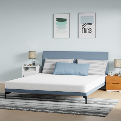 FDW | 5 Inch Twin Mattress | Medium Firm | Gel Memory Foam Mattress | White | Bed in a Box, CertiPUR-US Certified | Pressure Relief, Cooling Ventilated Foam | Washable Removable Cover