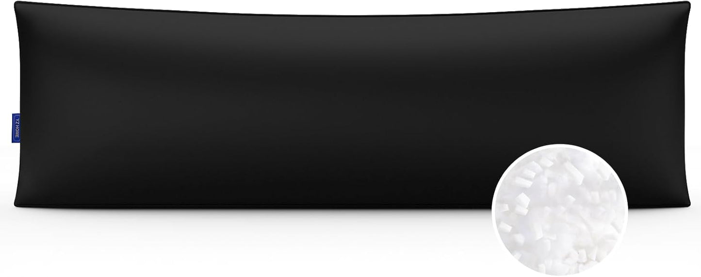 YZ HOME Long Body Pillow for Adults - Firm Body Pillow Insert with Shredded Blue Memory Foam, Adjustable Height, Soft Support for Side Sleeping, Pregnant Women, Washable (20x54 Inch, Grey)