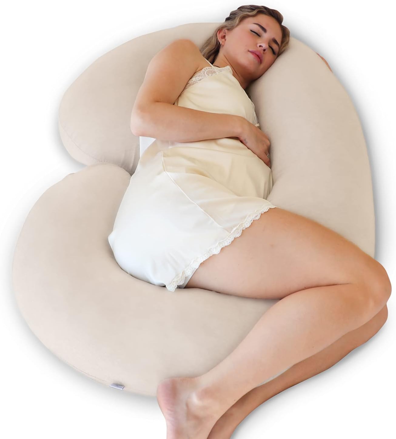 Pharmedoc Pregnancy Pillows, U-Shape Full Body Pillow - Solid – Cooling Removable Cover Dark Grey – Pregnancy Pillows for Sleeping – Body Pillows for Adults, Maternity Pillow and Pregnancy Must Haves