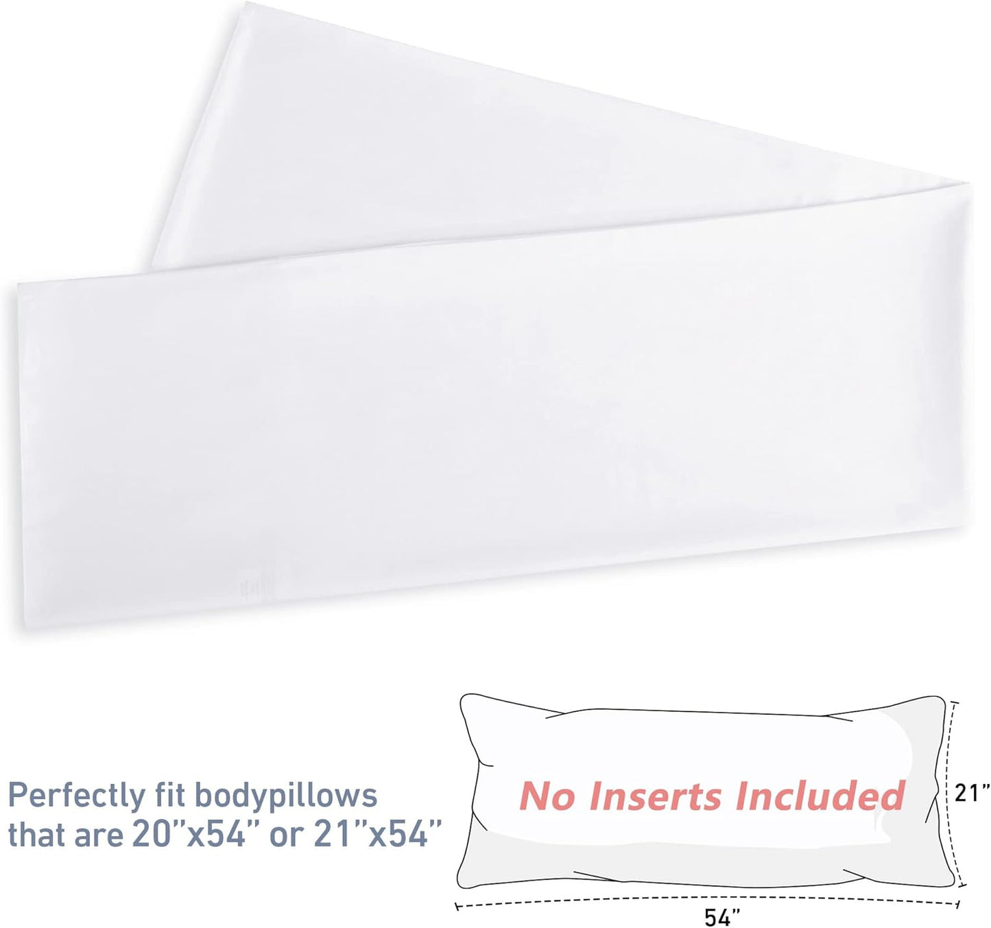Leeden 100% Cotton Body Pillow Cover, 800 Thread Count 21x54 Soft Breathable Long Body Pillow Pillowcase, White