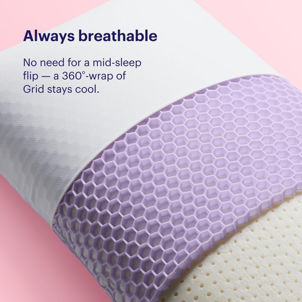Purple Harmony Pillow - King Tall, Greatest Pillow Ever Invented, 360º Hex Grid & Talalay Latex Core - No Pressure Support, Stays Cool, Luxurious Comfort