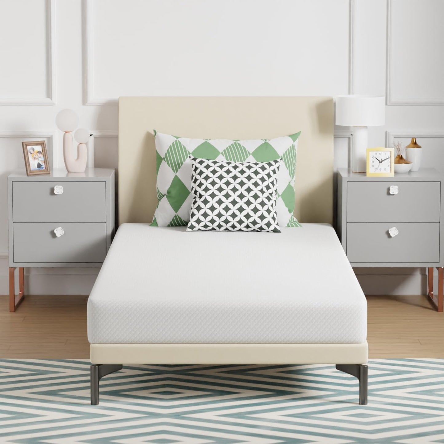FDW | 5 Inch Twin Mattress | Medium Firm | Gel Memory Foam Mattress | White | Bed in a Box, CertiPUR-US Certified | Pressure Relief, Cooling Ventilated Foam | Washable Removable Cover