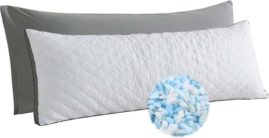 WhatsBedding Memory Foam Body Pillow with Removable Pillowcase-Fluffy Body Pillows for Adults -Large Long Bed Pillows for Sleeping - 20x54 inch, White