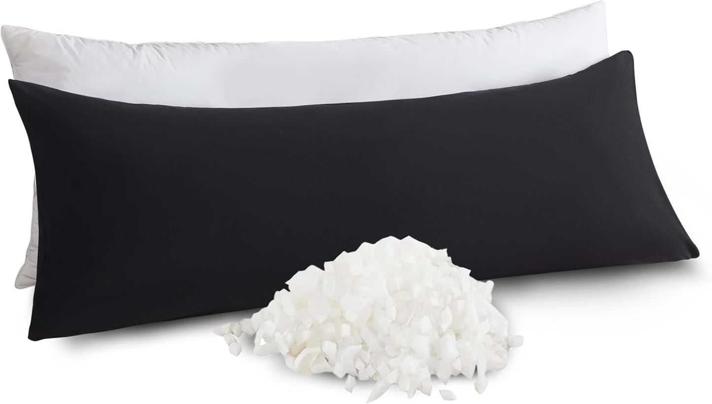 WhatsBedding Memory Foam Body Pillow with Pillowcase, Soft Large Long Bed Pillow for Adults, Breathable Full Body Pillow with Removable Pillow Cover - Dark Grey
