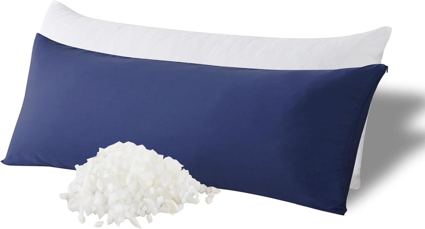 WhatsBedding Memory Foam Body Pillow with Removable Pillowcase-Fluffy Body Pillows for Adults -Large Long Bed Pillows for Sleeping - 20x54 inch, White