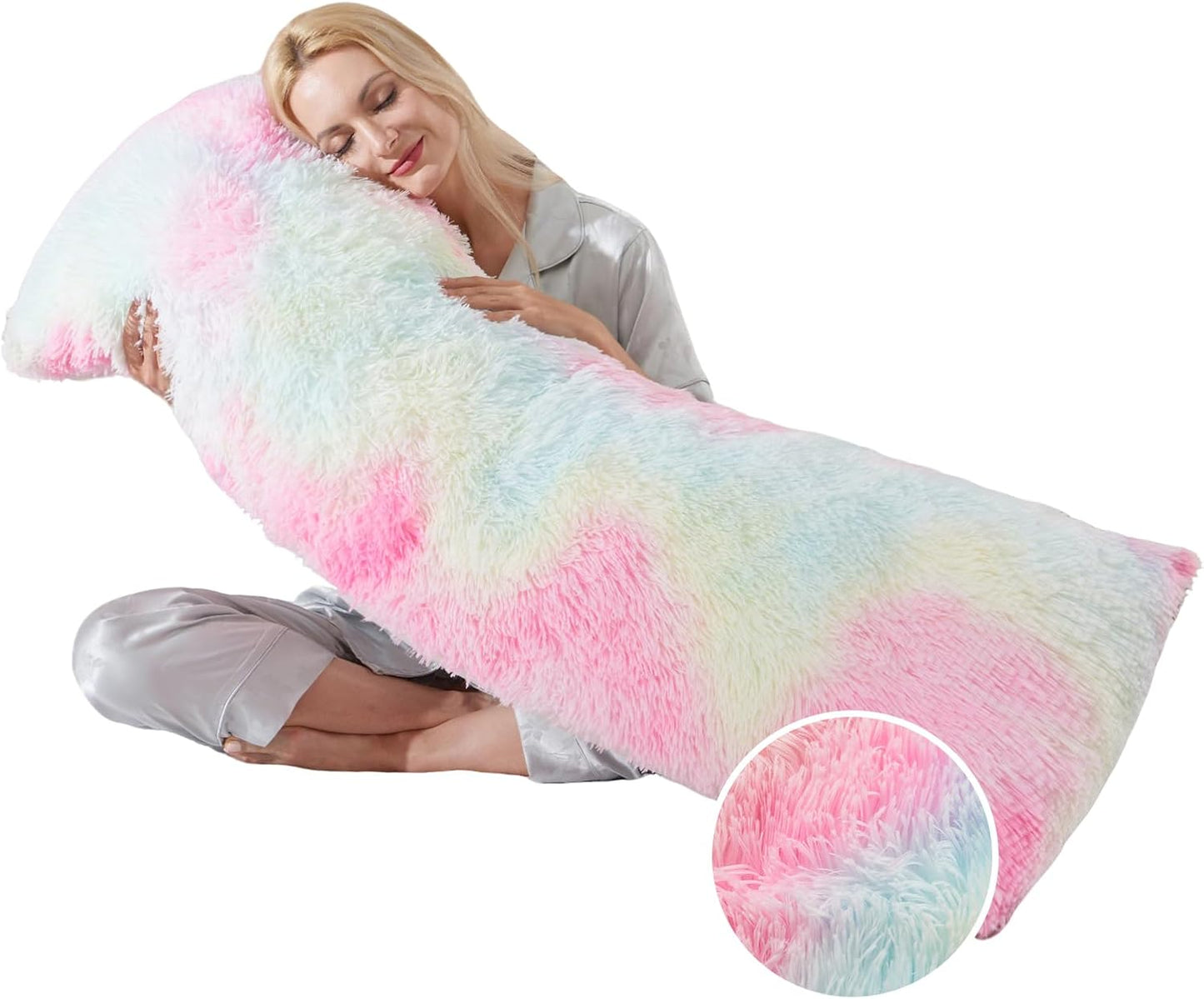 Fluffy Full Body Pillow for Adults 20x54 Long Big Body Pillow Cover Pillowcase with Memory Foam for bed Grey Pregnancy Cuddle Snuggles Body Pillows for Sleeping Side Sleeper Pillows for Adults