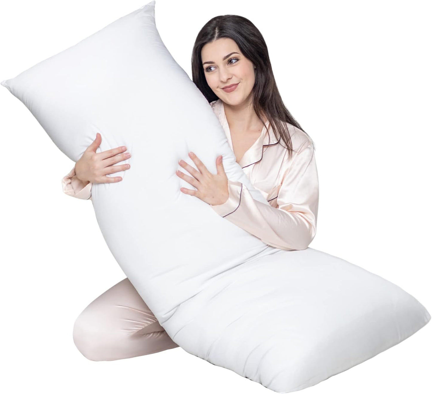 Cosybay Full Body Pillow Insert with Sage Green Pillowcase - Fluffy Long Bed Pillow for Adults - Firm Large Body Pillow with Washable Cover for Side and Back Sleepers - 20x54 Inch(Sage Green)