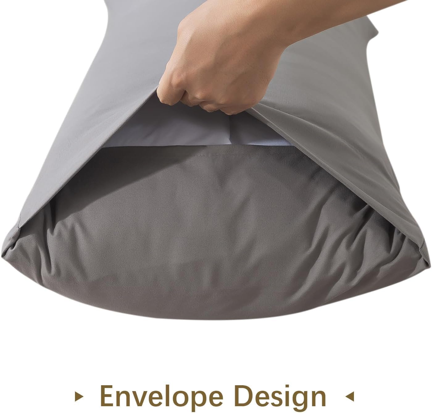 WhatsBedding Memory Foam Body Pillow with Pillowcase, Soft Large Long Bed Pillow for Adults, Breathable Full Body Pillow with Removable Pillow Cover - Dark Grey