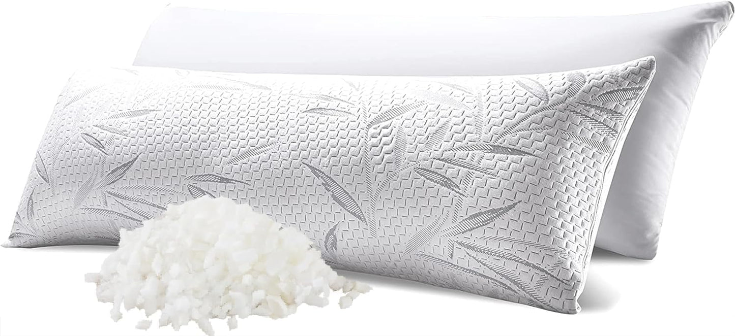 WhatsBedding Memory Foam Body Pillow with Removable Pillowcase-Fluffy Body Pillows for Adults -Large Long Bed Pillows for Sleeping - 20x54 inch, White