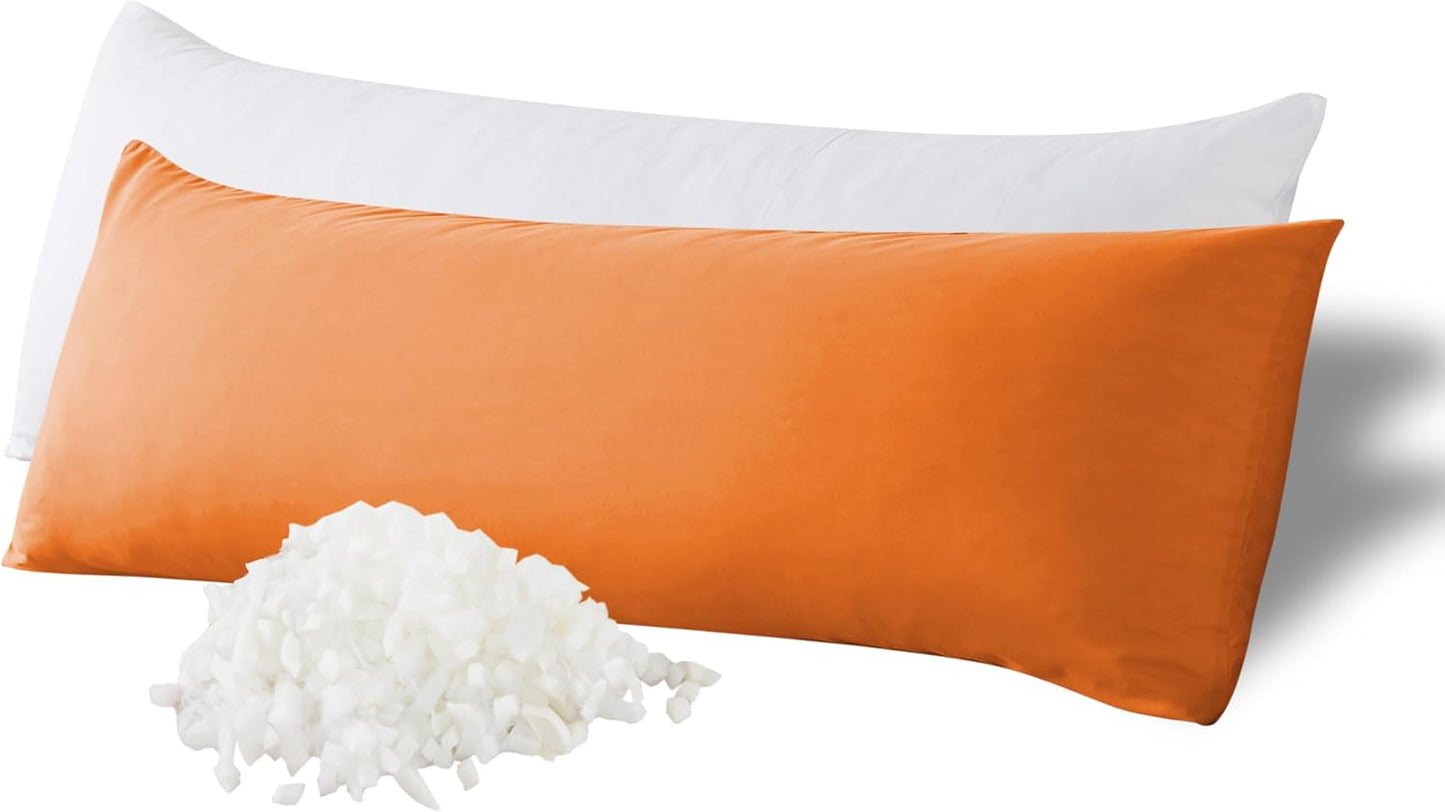 WhatsBedding Memory Foam Body Pillow with Removable Pillowcase-Fluffy Body Pillows for Adults -Large Long Bed Pillows for Sleeping - 20x54 inch, White