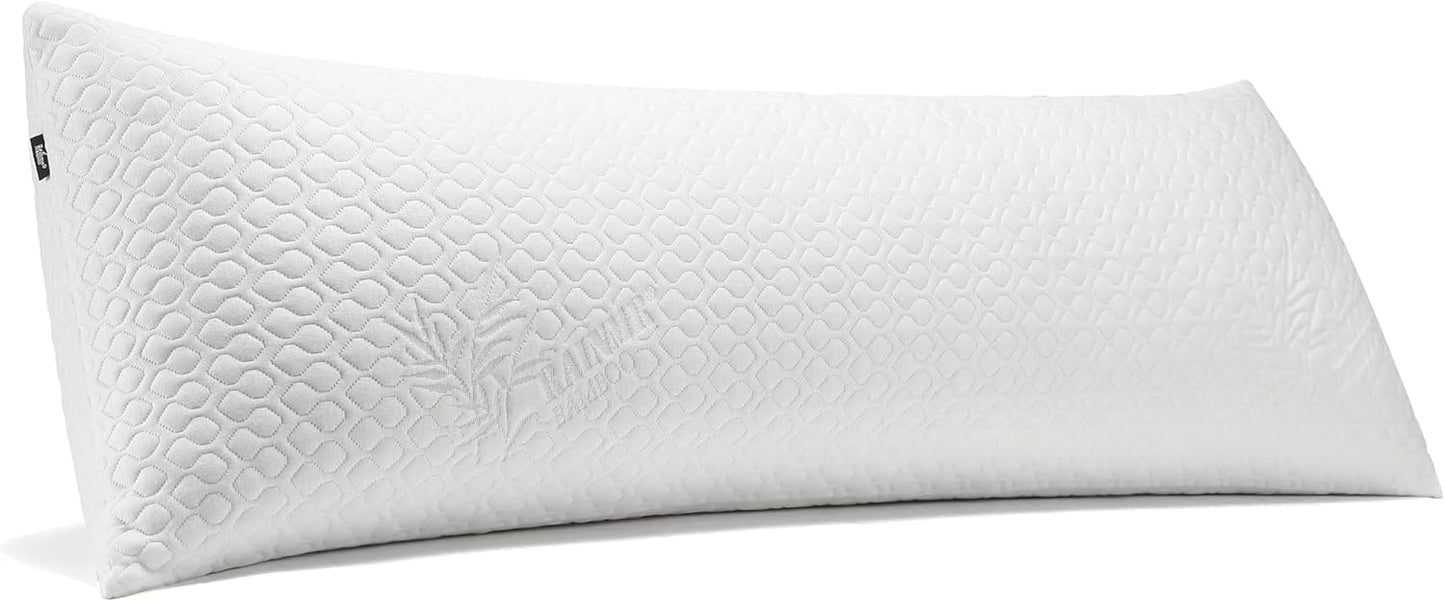 Shredded Memory Foam Full Body Pillow – Side Sleeper – Huggable Long Pillow for Body Relief – with Ultra Soft Cooling Cover, 20 x 54 inches