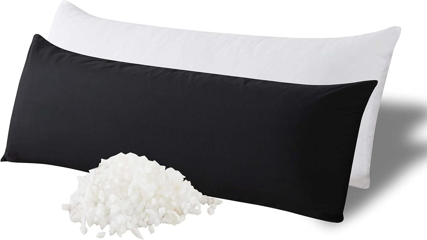 WhatsBedding Memory Foam Body Pillow with Removable Pillowcase-Fluffy Body Pillows for Adults -Large Long Bed Pillows for Sleeping - 20x54 inch, White