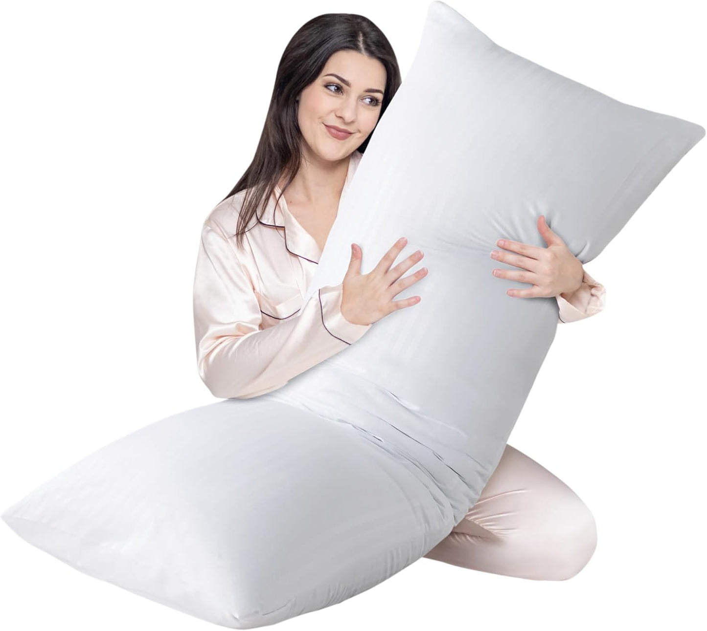 Cosybay Full Body Pillow Insert with Sage Green Pillowcase - Fluffy Long Bed Pillow for Adults - Firm Large Body Pillow with Washable Cover for Side and Back Sleepers - 20x54 Inch(Sage Green)