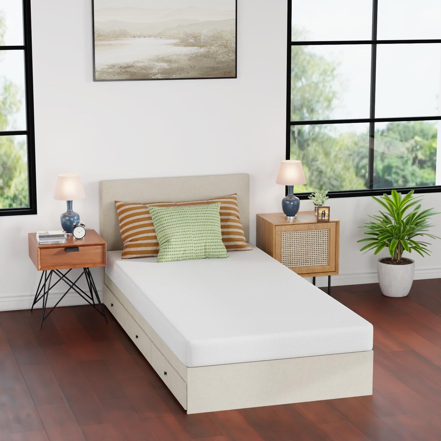 FDW | 5 Inch Twin Mattress | Medium Firm | Gel Memory Foam Mattress | White | Bed in a Box, CertiPUR-US Certified | Pressure Relief, Cooling Ventilated Foam | Washable Removable Cover