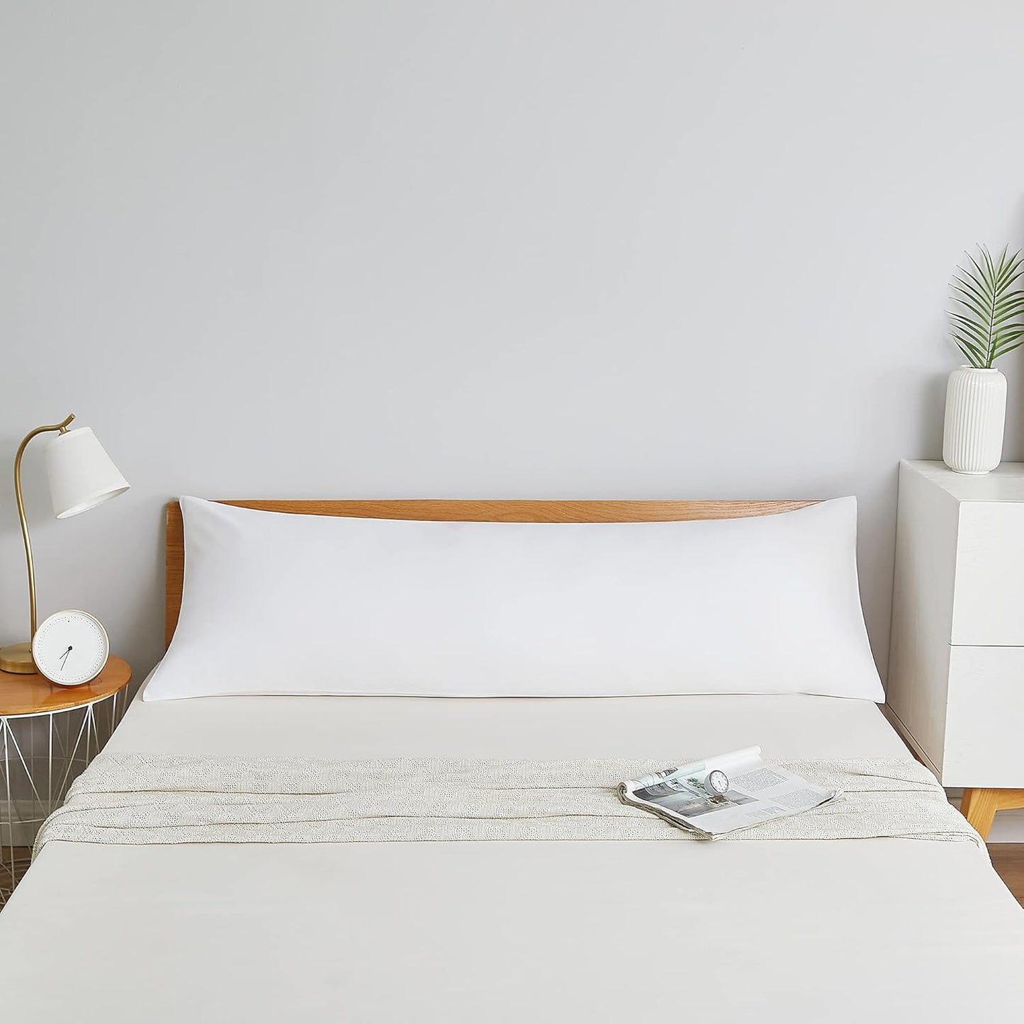 Acanva Fluffy Bed Sleeping Side Sleeper Body Pillow Insert, Extra-Long 20” x 72”, White