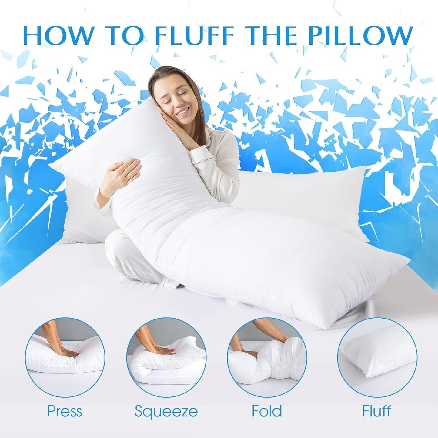 Cotton Body Pillow Insert - Cooling Breathable Full Body Pillow for Side Sleeper - Soft Long Bed Pillow for Adults - 20 x 54 inch-White