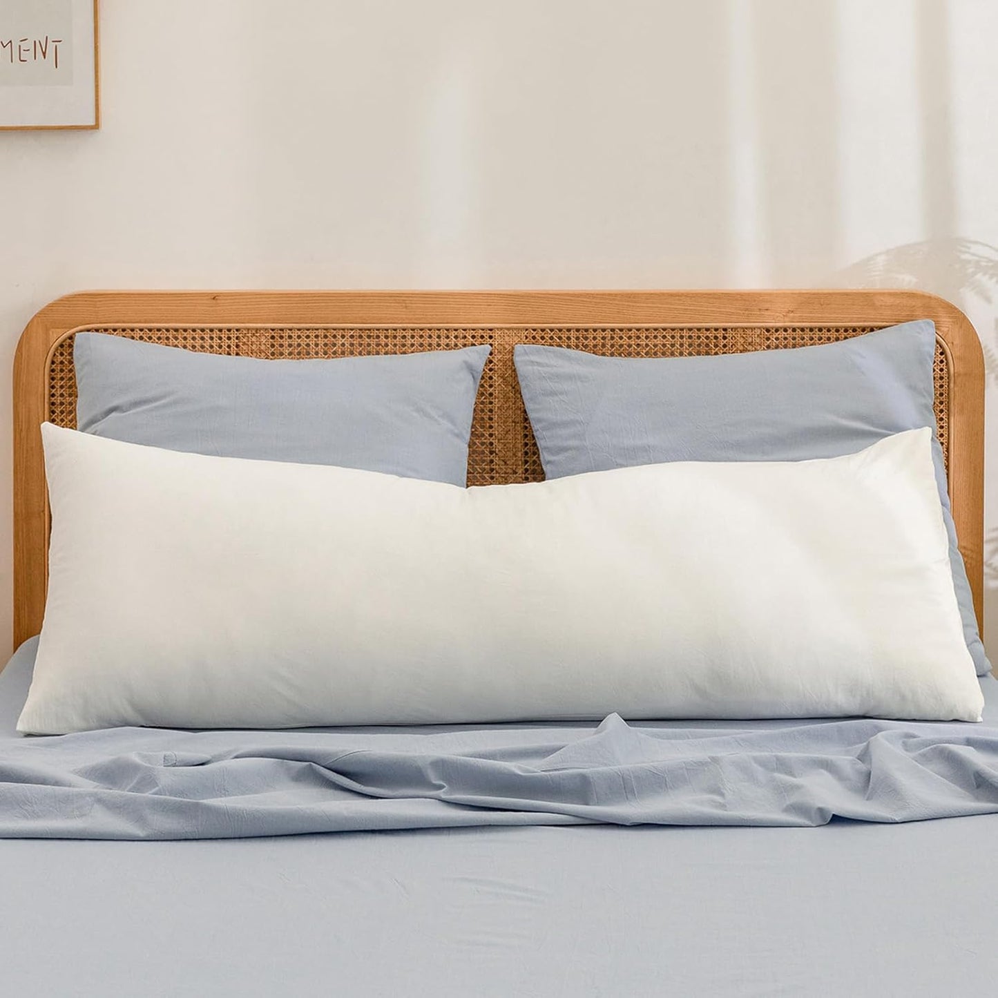 BESTOUCH 100% Washed Cotton Pillowcase for Hair and Skin Linen Feel Soft Comfortable Breathable 1 Pcs Pillow Case with Envelope Closure Solid Linen Grey Body 20x54 Inches