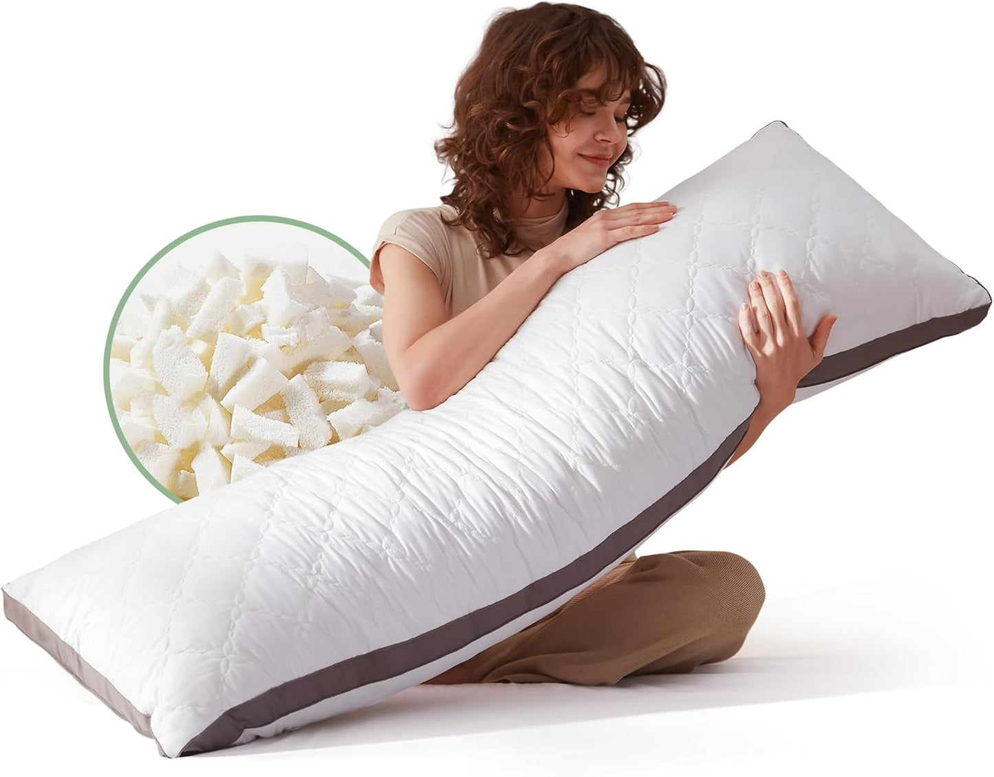 Decroom Memory Foam Body Pillow for Adults, Ultra-Soft Full Body Pillow with Diamond Quilted Cover, Support for Side Sleepers - Machine Washable, 20x54 Inch, Dark Gray