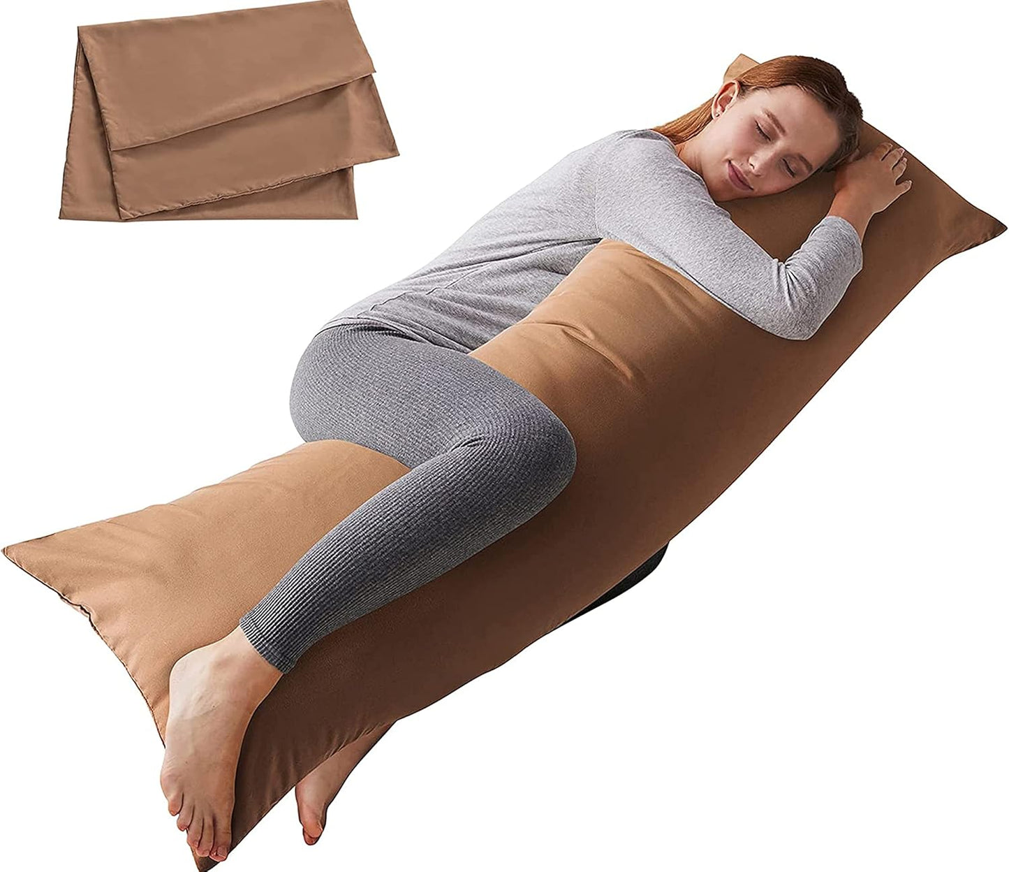ELNIDO QUEEN Body Pillow with Pillowcase - Soft Long Bed Pillow for Adults - Breathable Full Body Pillow Insert for Sleeping, 20x54inches, Grey