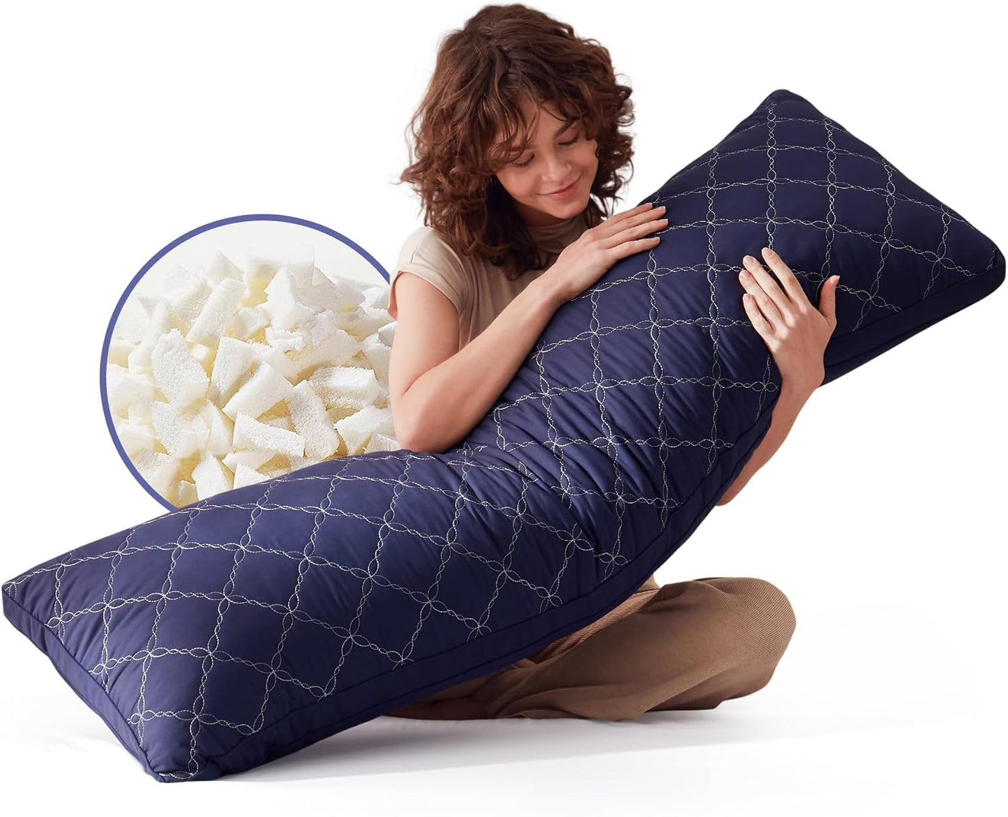Decroom Memory Foam Body Pillow for Adults, Ultra-Soft Full Body Pillow with Diamond Quilted Cover, Support for Side Sleepers - Machine Washable, 20x54 Inch, Dark Gray