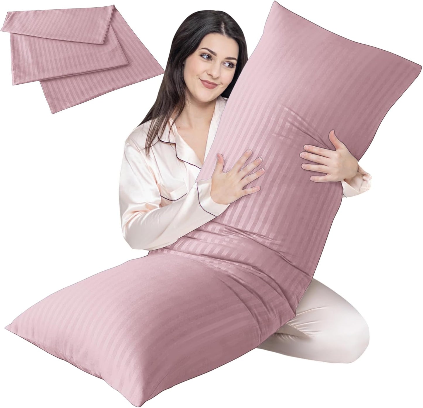 Cosybay Full Body Pillow Insert with Sage Green Pillowcase - Fluffy Long Bed Pillow for Adults - Firm Large Body Pillow with Washable Cover for Side and Back Sleepers - 20x54 Inch(Sage Green)