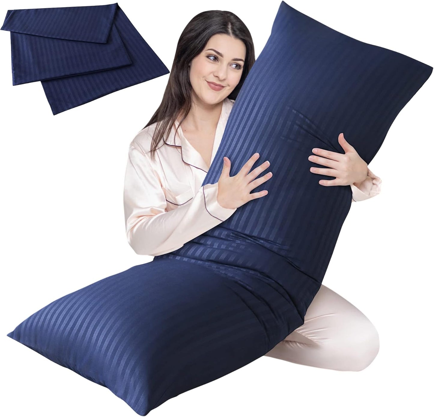 Cosybay Full Body Pillow Insert with Sage Green Pillowcase - Fluffy Long Bed Pillow for Adults - Firm Large Body Pillow with Washable Cover for Side and Back Sleepers - 20x54 Inch(Sage Green)