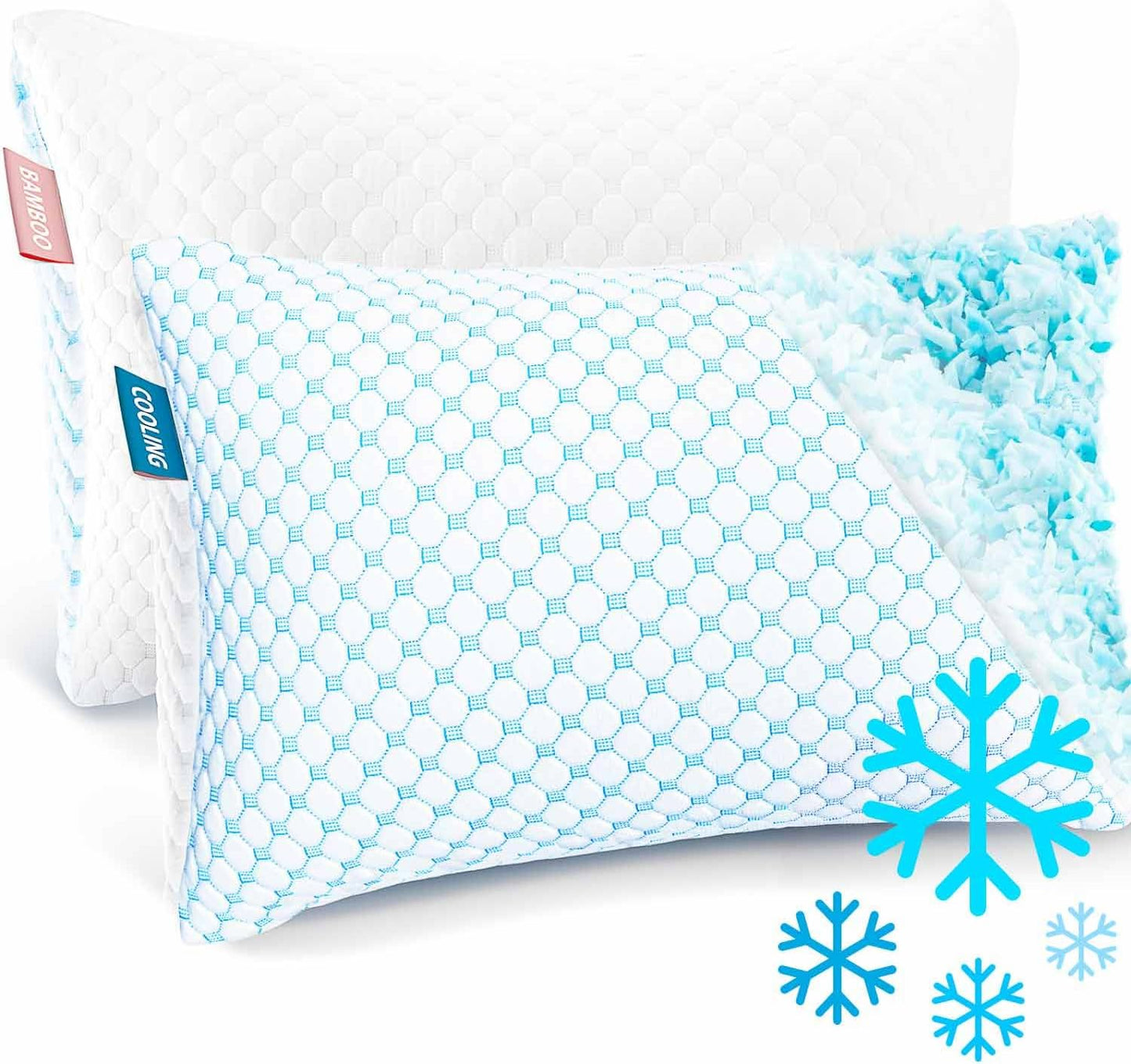 Nestl Cooling Body Pillow for Sleeping 1 Pack, Luxury Shredded Memory Foam Body Pillows, Adjustable Cold Gel Pillows for Hot Sleepers, Supportive Long Pillow for Bed Side Back Stomach Sleepers