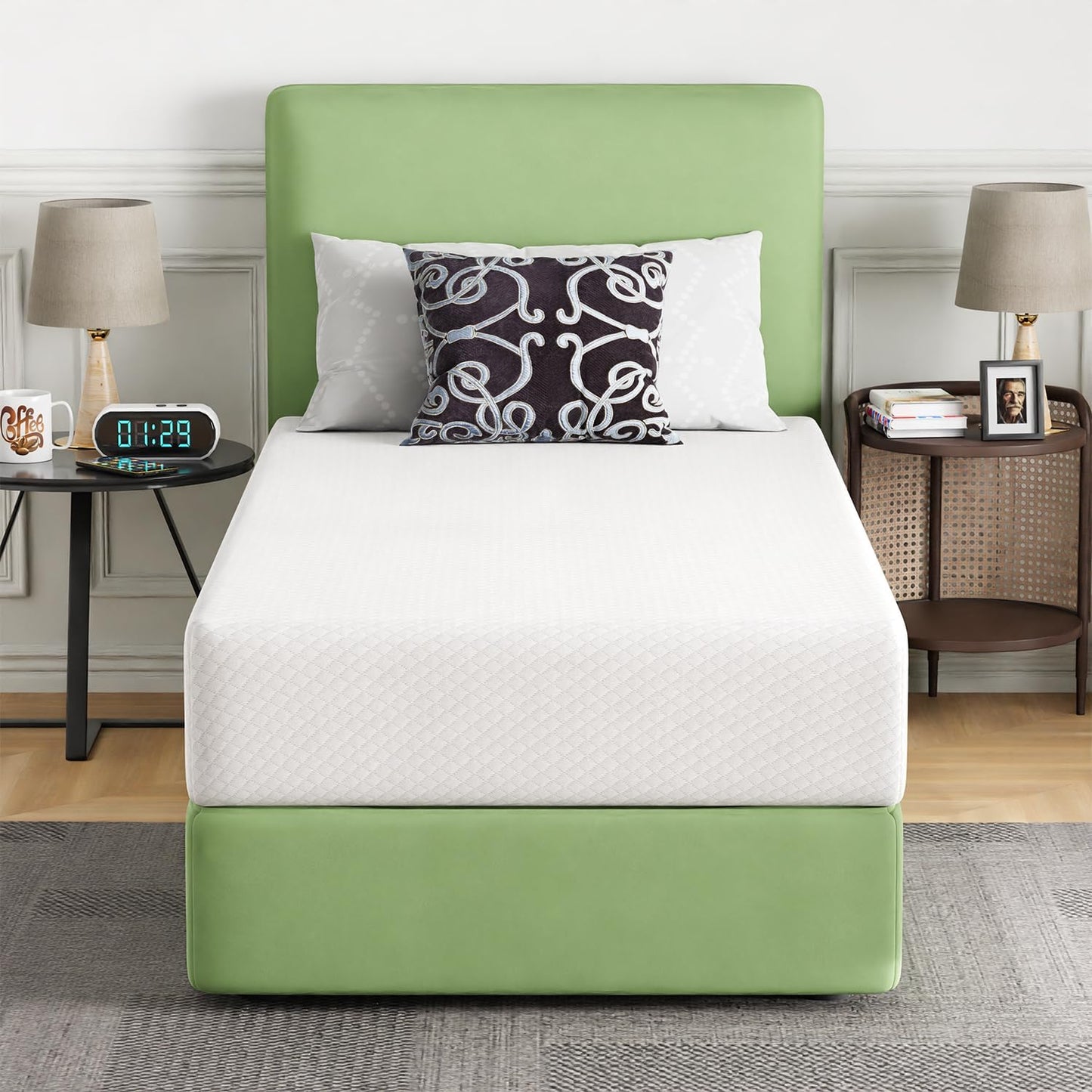 FDW | 5 Inch Twin Mattress | Medium Firm | Gel Memory Foam Mattress | White | Bed in a Box, CertiPUR-US Certified | Pressure Relief, Cooling Ventilated Foam | Washable Removable Cover