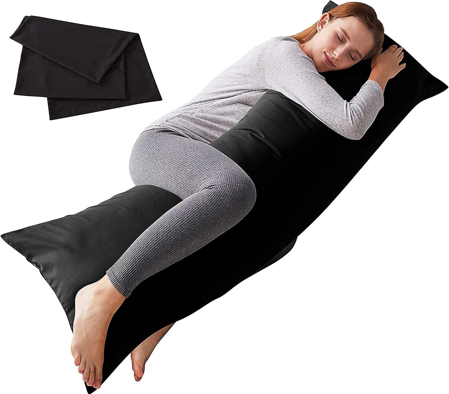 ELNIDO QUEEN Body Pillow with Pillowcase - Soft Long Bed Pillow for Adults - Breathable Full Body Pillow Insert for Sleeping, 20x54inches, Grey