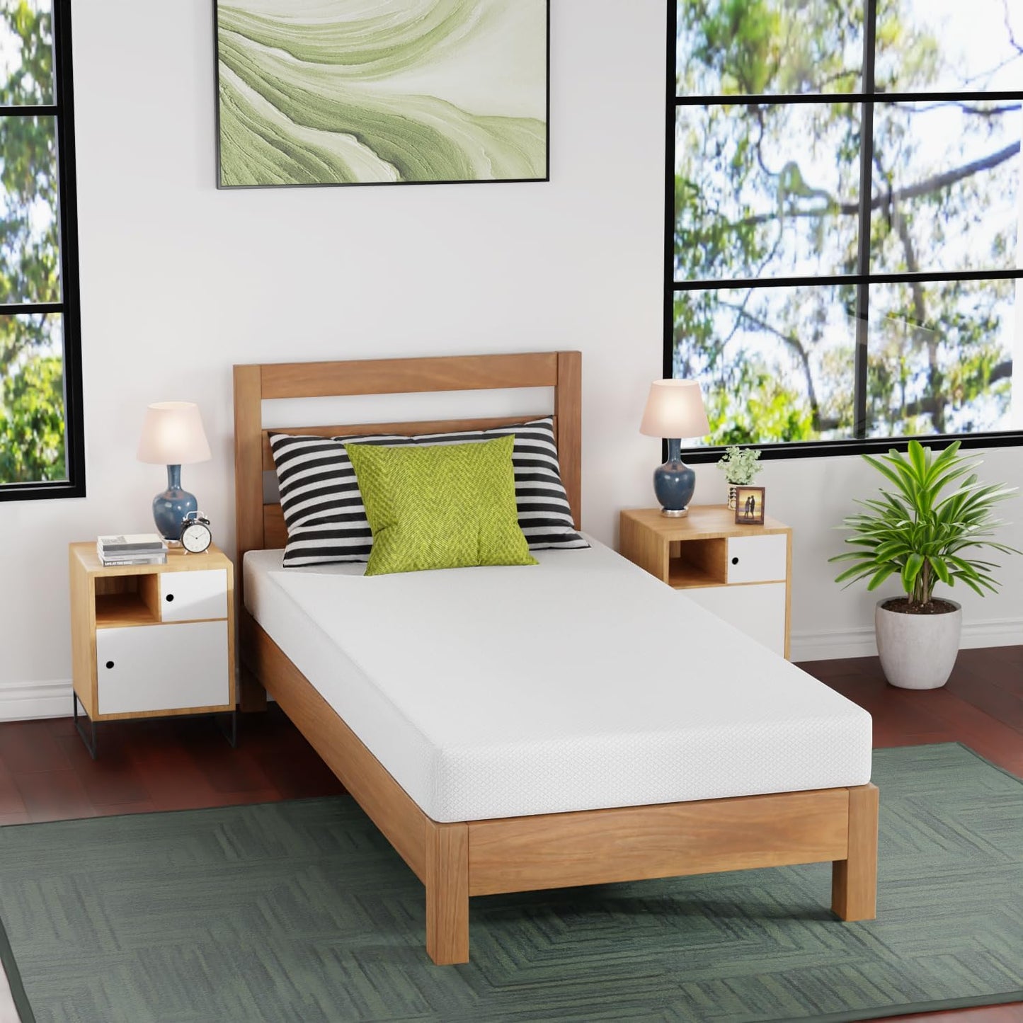FDW | 5 Inch Twin Mattress | Medium Firm | Gel Memory Foam Mattress | White | Bed in a Box, CertiPUR-US Certified | Pressure Relief, Cooling Ventilated Foam | Washable Removable Cover