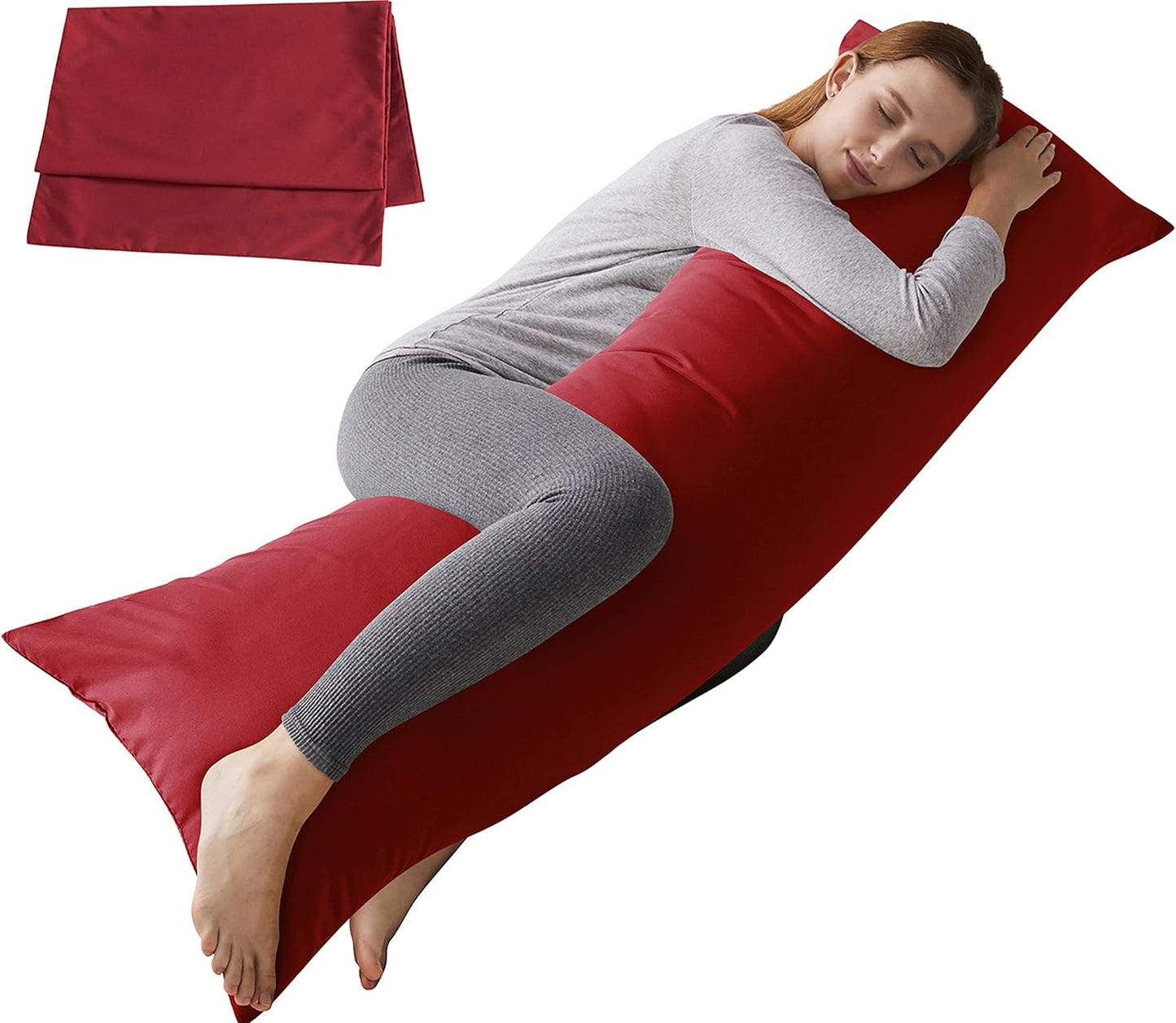 ELNIDO QUEEN Body Pillow with Pillowcase - Soft Long Bed Pillow for Adults - Breathable Full Body Pillow Insert for Sleeping, 20x54inches, Grey