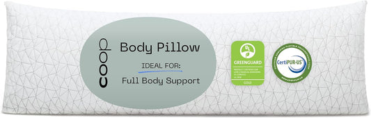 Coop Home Goods Original Adjustable Body Pillow, 20x54 Long Pillow for Back, Shoulder, Hip and Knee Support, Side Sleeper Body Pillows for Adults with Memory Foam & Washable Cover