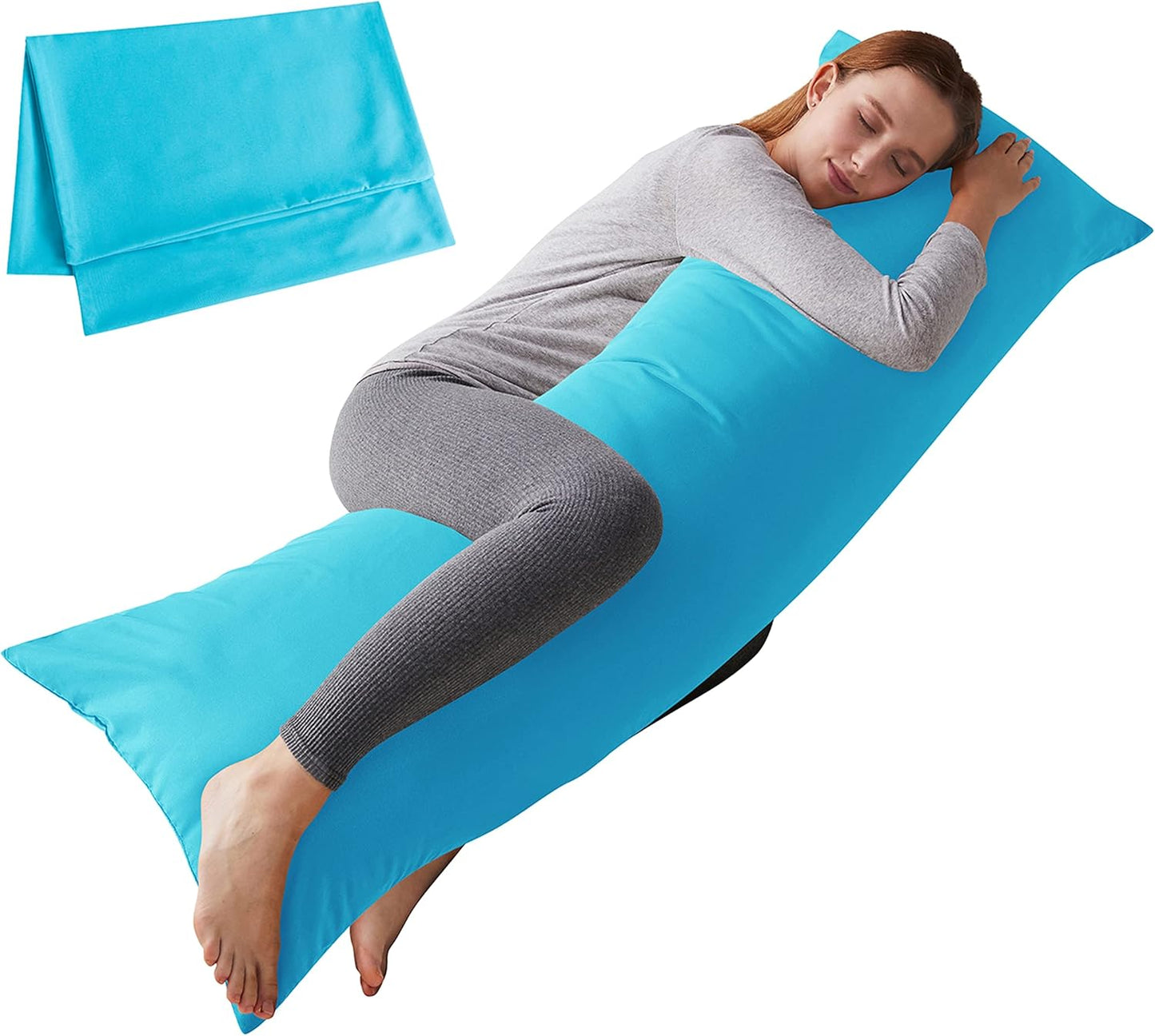 ELNIDO QUEEN Body Pillow with Pillowcase - Soft Long Bed Pillow for Adults - Breathable Full Body Pillow Insert for Sleeping, 20x54inches, Grey