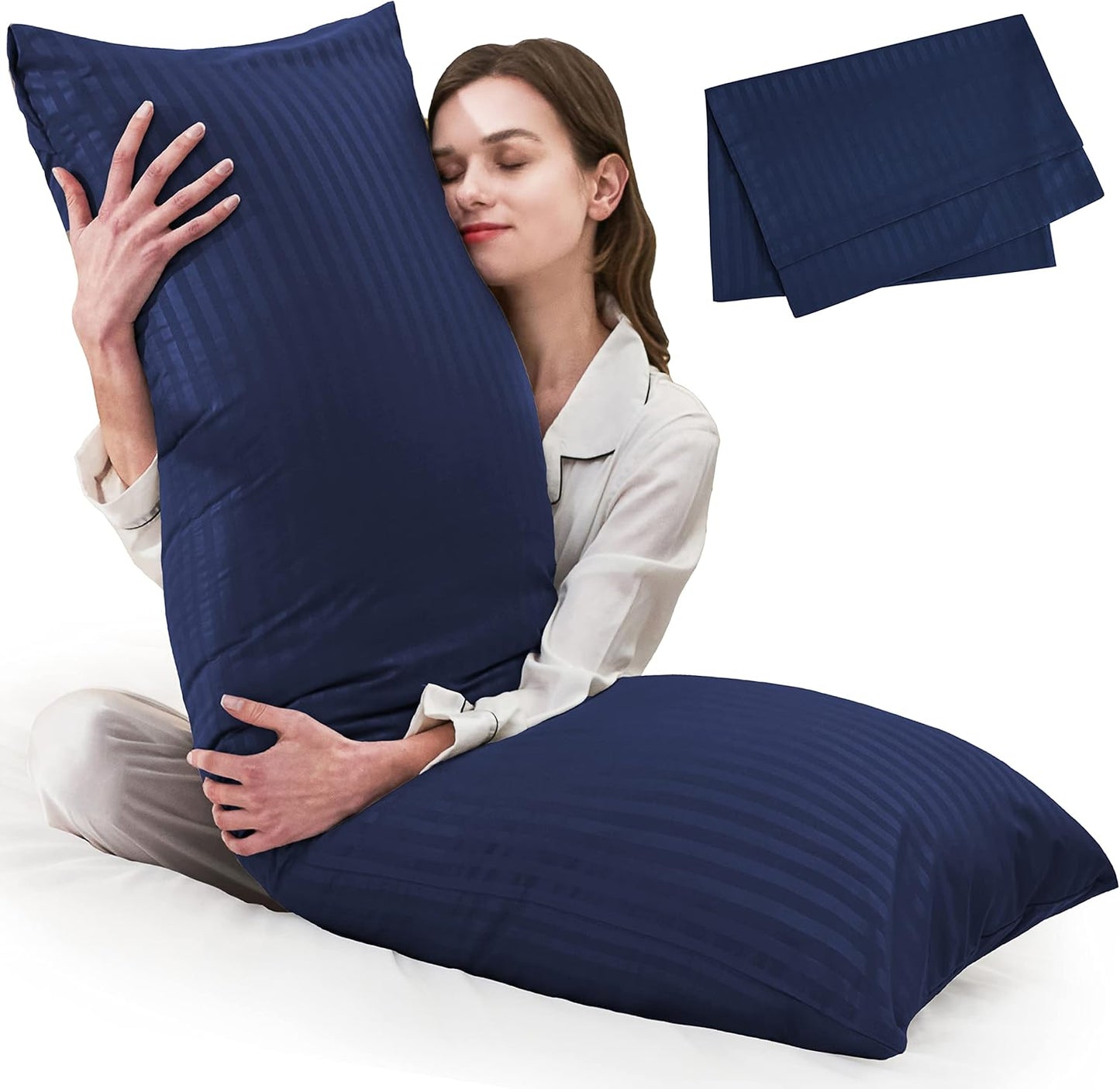 ELNIDO QUEEN Body Pillow with Pillowcase - Soft Long Bed Pillow for Adults - Breathable Full Body Pillow Insert for Sleeping, 20x54inches, Grey