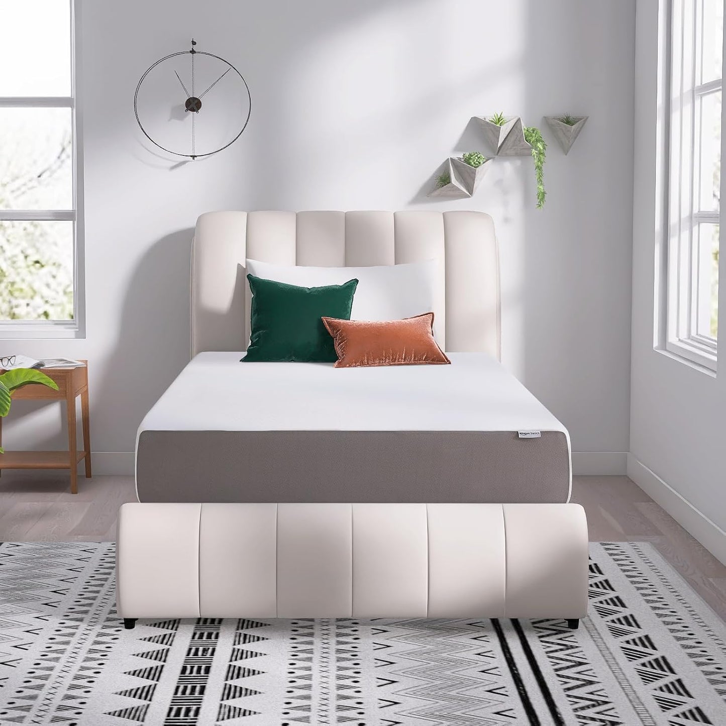 Amazon Basics Memory Foam Mattress, Soft Plush Feel, 12 Inch, Queen, White/Grey