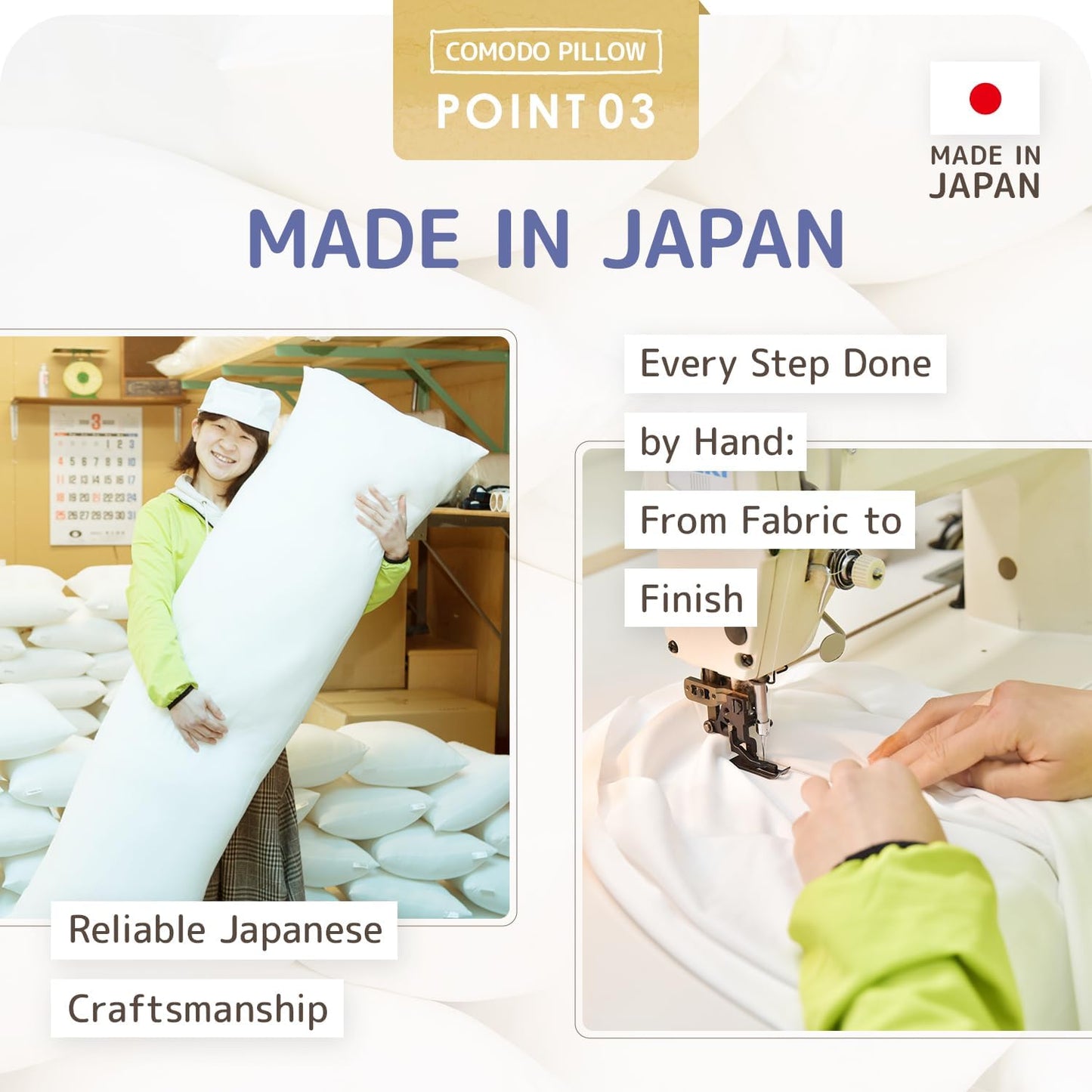 Comodo Body Pillow High Class (Made in Japan / 60 x 20 inch (150 x 50cm)) Dakimakura Pillow for Side Sleepers (Anime/Maternity) - Washable