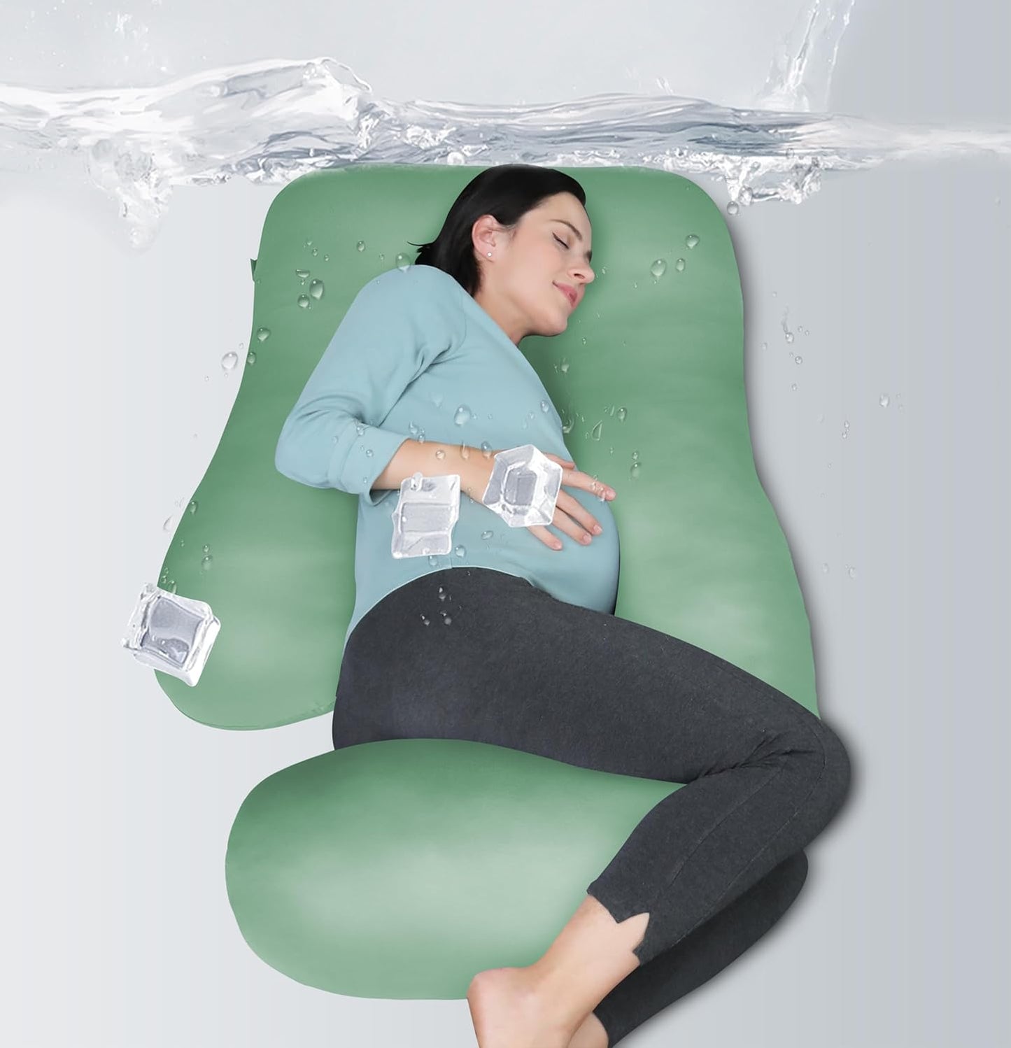MOON PARK Pregnancy Pillows for Sleeping - U Shaped Full Body Maternity Pillow with Removable Cover - Support for Back, Legs, Belly, HIPS - 57 Inch Pregnancy Pillow for Women - Grey