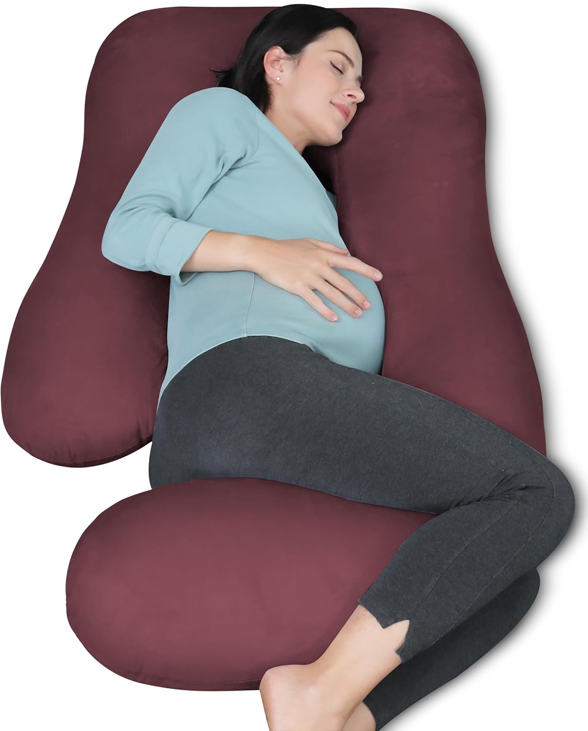 MOON PARK Pregnancy Pillows for Sleeping - U Shaped Full Body Maternity Pillow with Removable Cover - Support for Back, Legs, Belly, HIPS - 57 Inch Pregnancy Pillow for Women - Grey